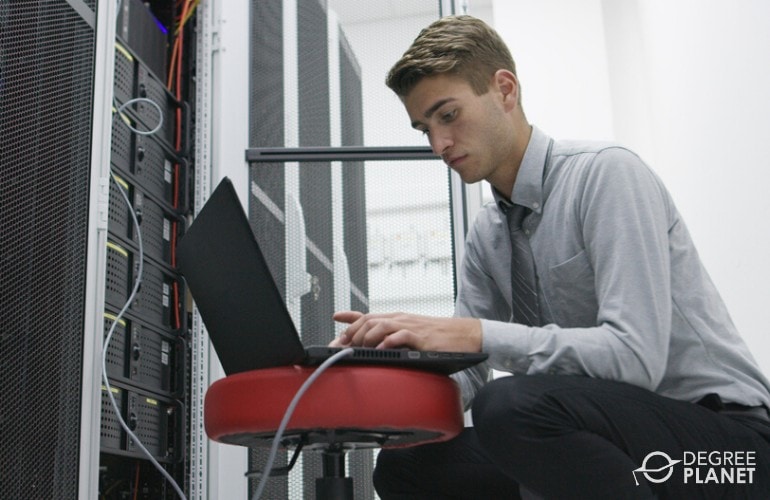 Systems Administrator working in data center
