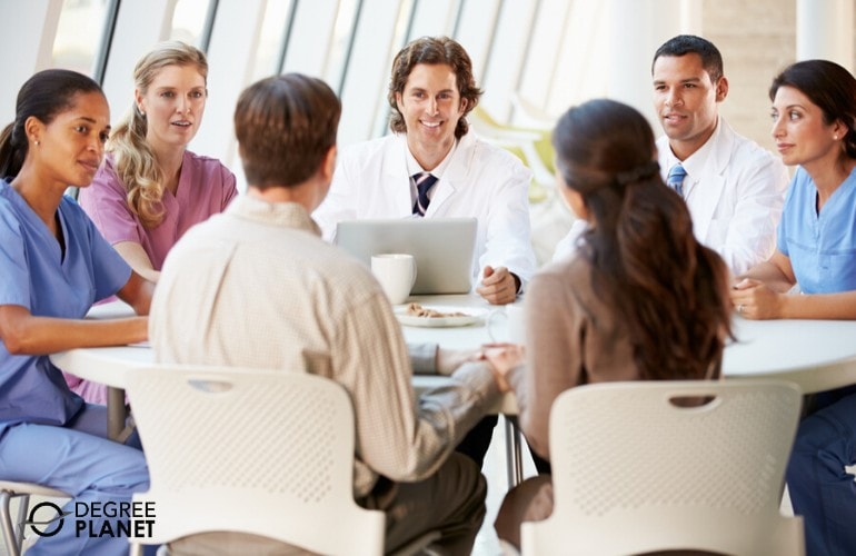 healthcare administrators in a meeting