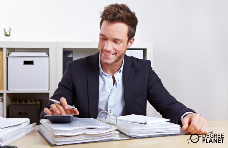Accountant working in his office