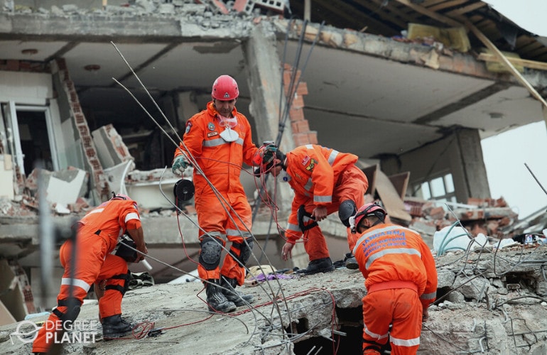 Disaster and Emergency Team working after an earthquake