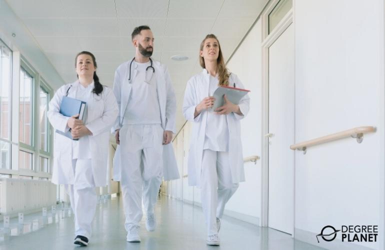 Health Education Specialists walking around the facility