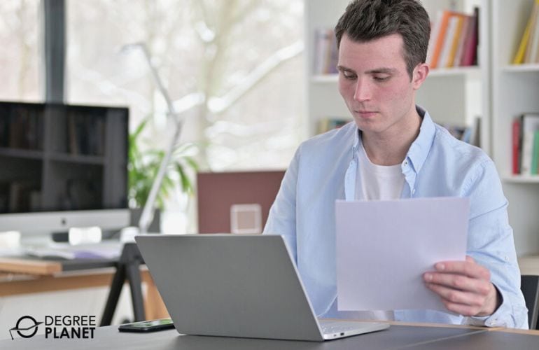 Man preparing requirements for Health Services Bachelors Degree