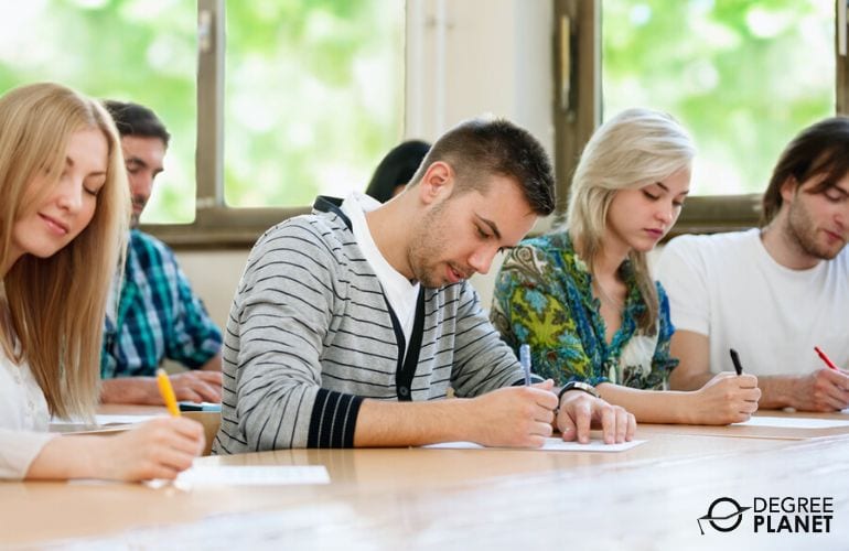 students re-taking the GED exam
